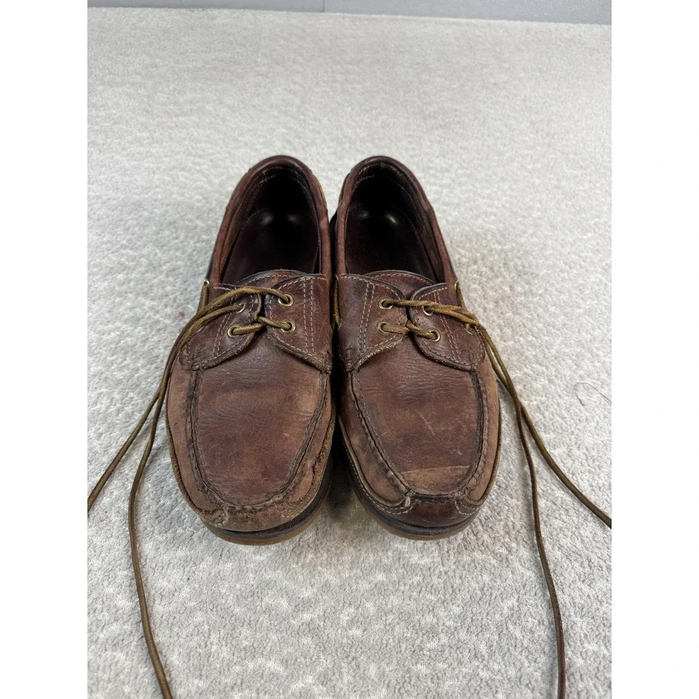 Gokey Shoes Mens Size 10 Brown Leather Camp Moc Boat Shoes Vibram Made in USA